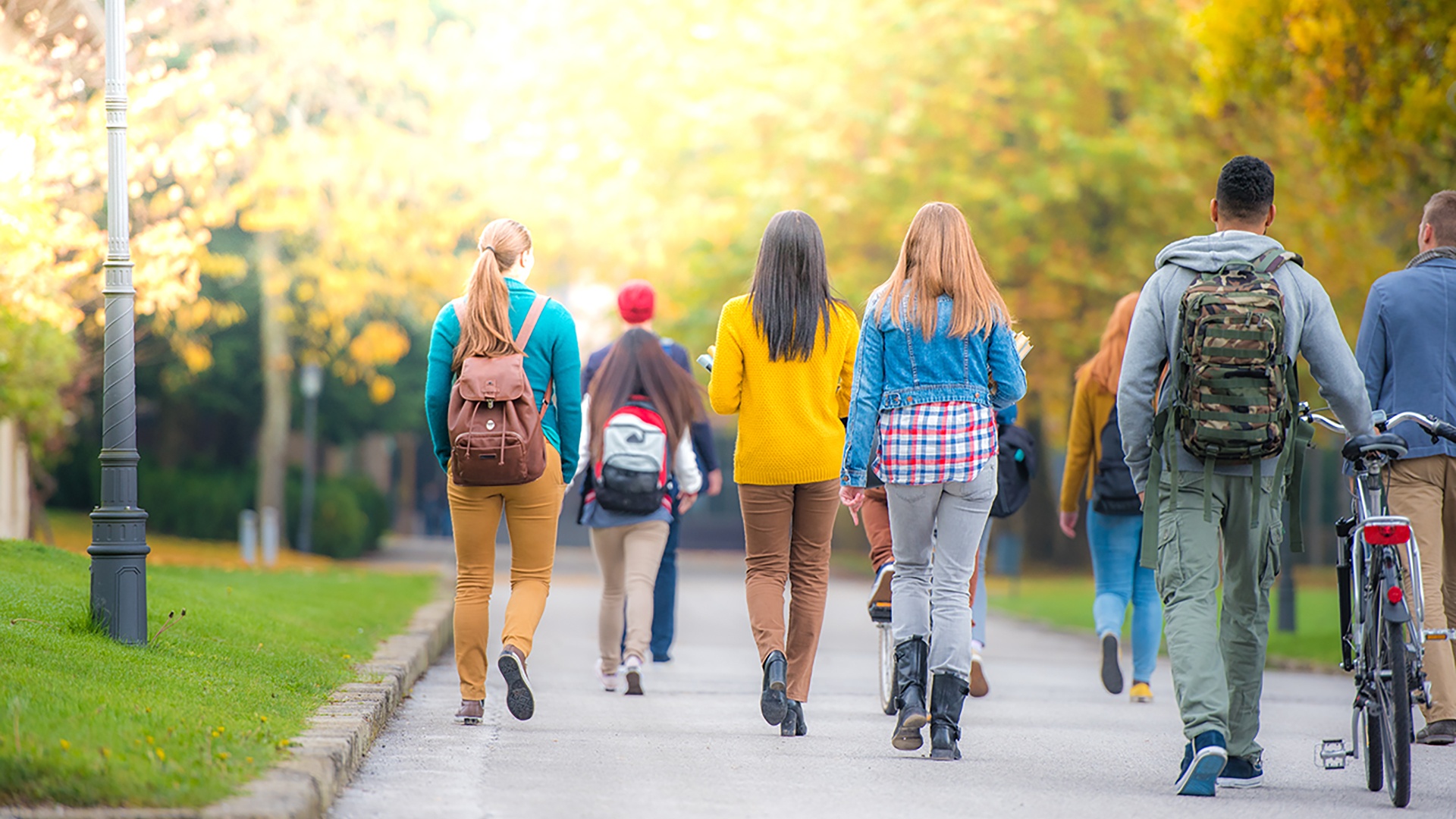 College student walk public photos