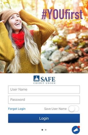 SAFE Credit Union Mobile App Message of day